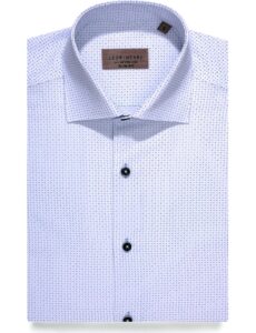 Ανδρικό πουκάμισο μικροσχέδια λευκό σιέλ