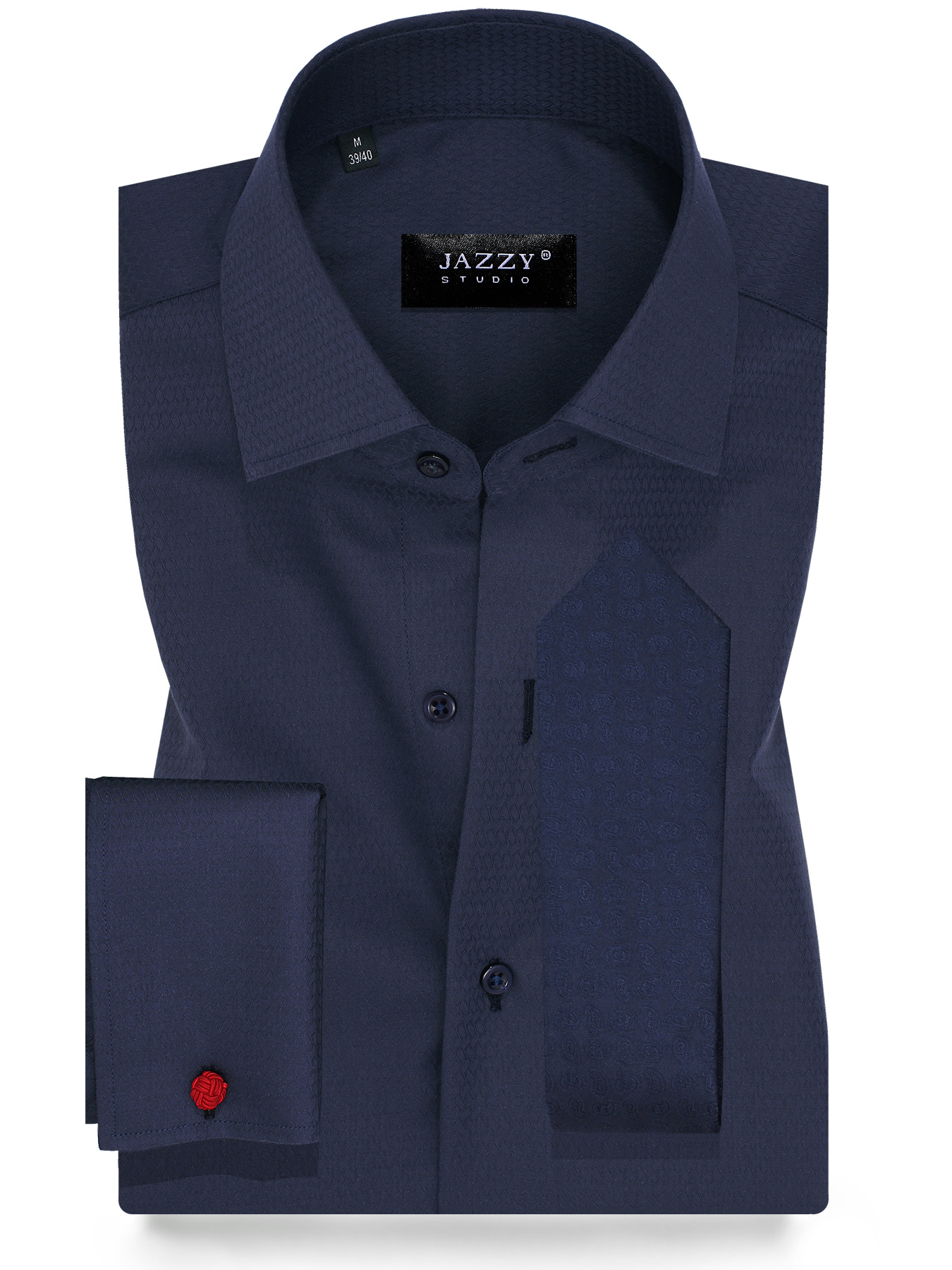 FW5JZE3447 Ανδρικό Πουκάμισο Σκούρο Μπλε Jacquard